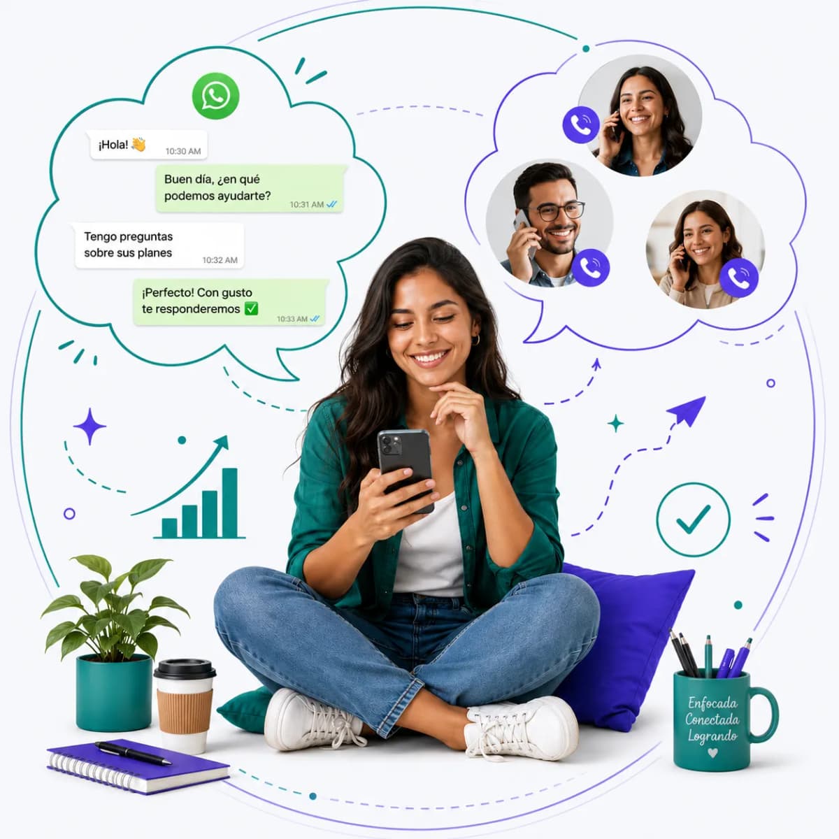 Ilustración de Contacto y Soporte